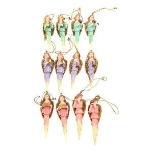 Set Of 12 Commodore Angel Icicle Ornaments 3.5" Vtg Christmas Decorations